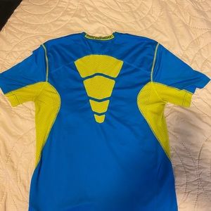Blue/Highlighter Yellow Nike Pro Combat DriFit Tee
